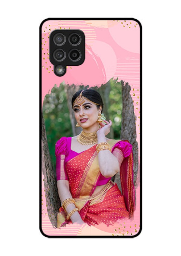 Galaxy M42 5G Personalized Glass Phone Case - Gold Glitter Splash Design