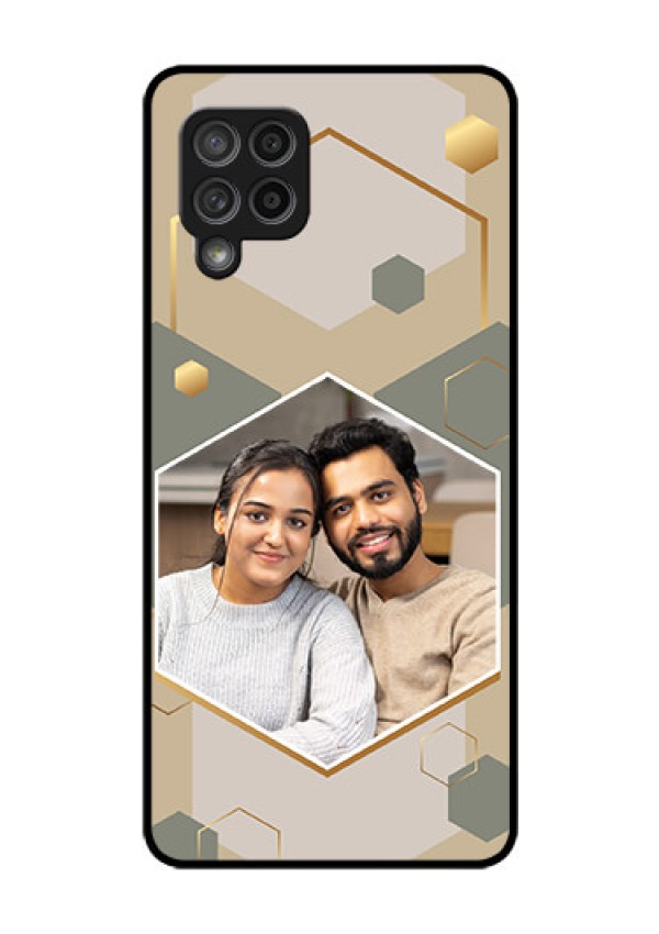 Galaxy M42 5G Photo Printing on Glass Case - Stylish Hexagon Pattern Design