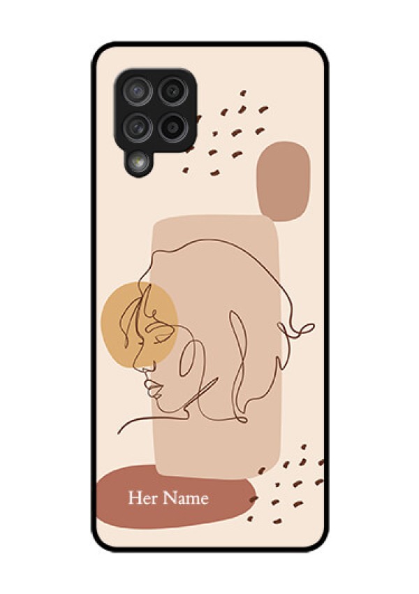 Galaxy M42 5G Photo Printing on Glass Case - Calm Woman line art Design