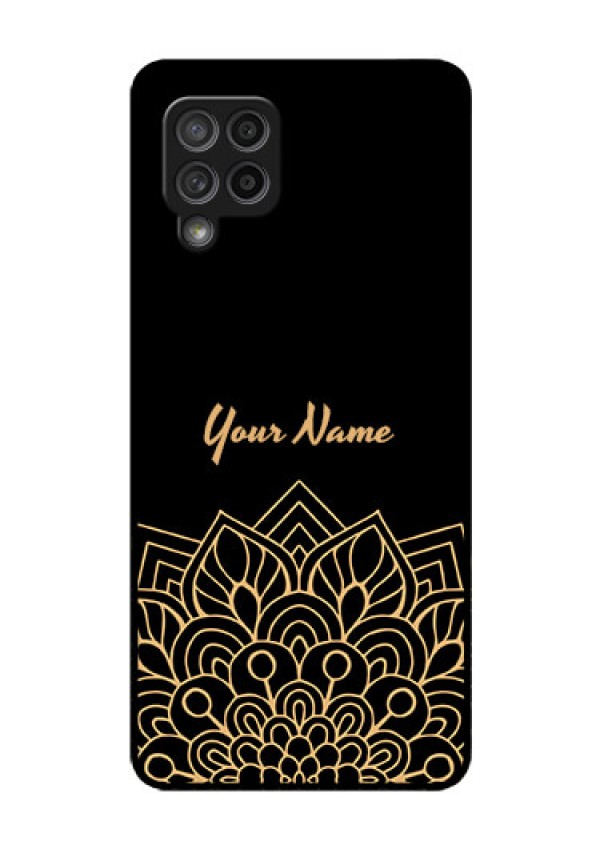 Galaxy M42 5G Custom Glass Phone Case - Golden mandala Design