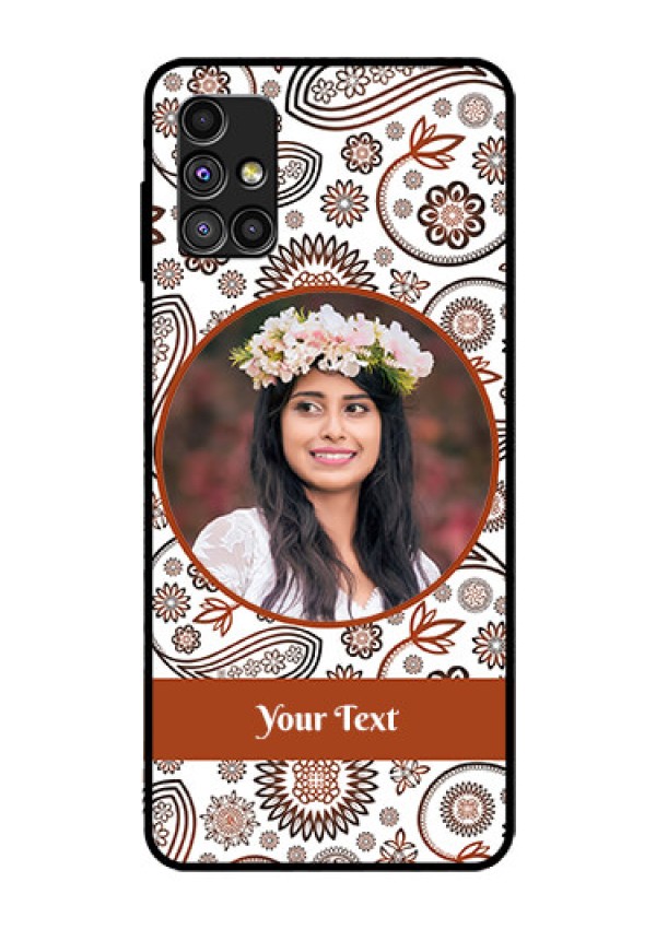 Galaxy M51 Custom Glass Mobile Case  - Abstract Floral Design 