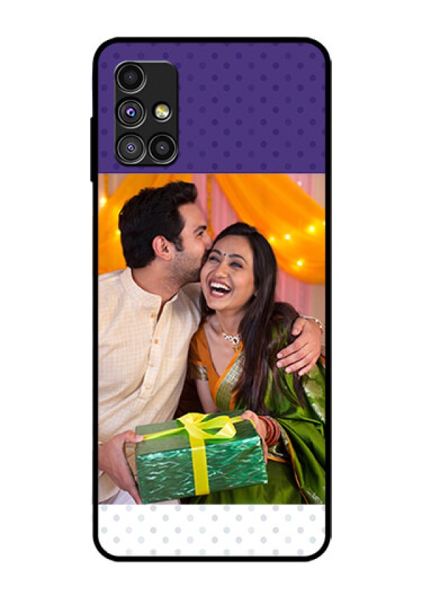 Galaxy M51 Personalized Glass Phone Case  - Violet Pattern Design