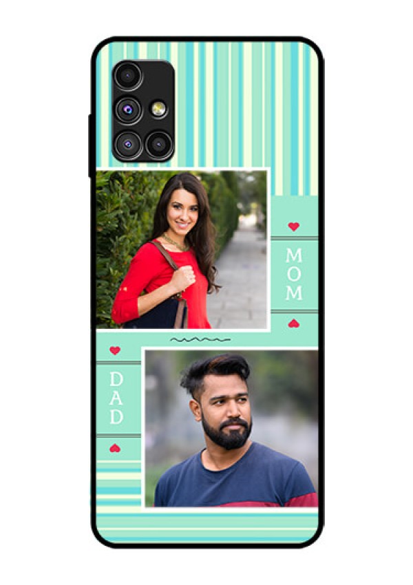 Galaxy M51 Custom Glass Phone Case  - Mom & Dad Pic Design
