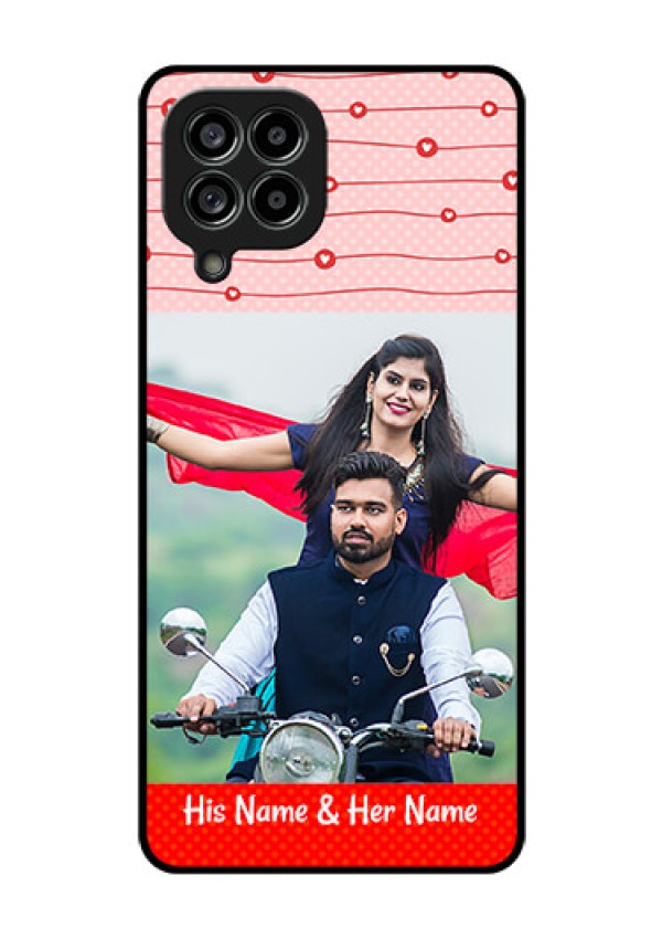 Galaxy M53 5G Personalized Glass Phone Case - Red Pattern Case Design