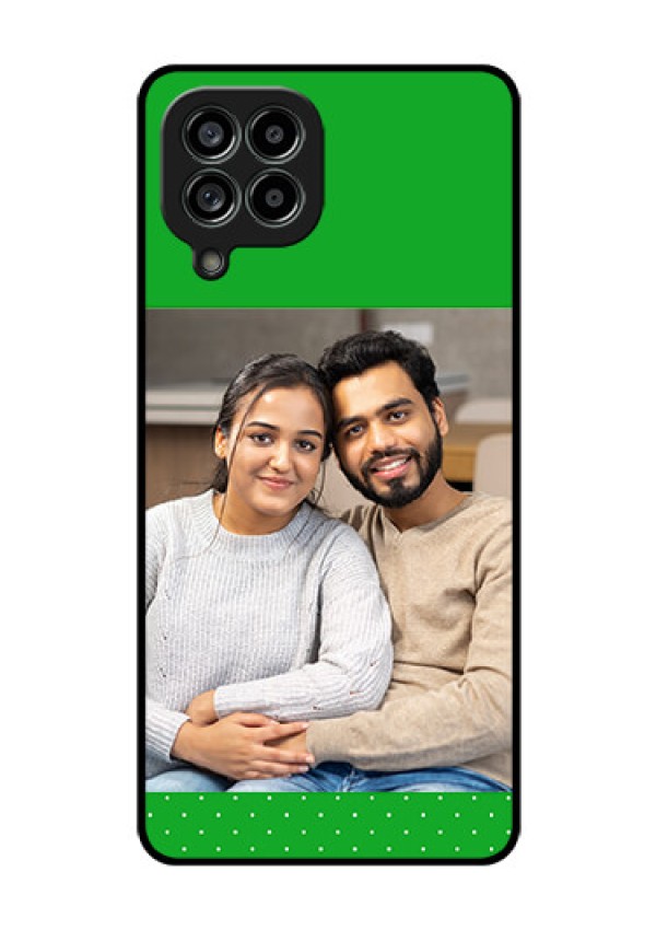 Galaxy M53 5G Personalized Glass Phone Case - Green Pattern Design