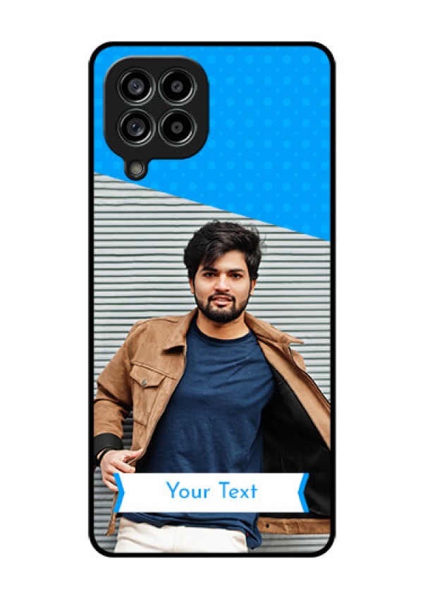 Galaxy M53 5G Photo Printing on Glass Case - Simple Blue Color Design