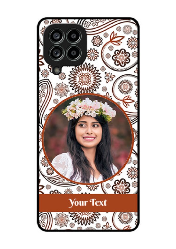 Galaxy M53 5G Custom Glass Mobile Case - Abstract Flower Design