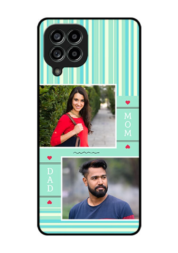Galaxy M53 5G Custom Glass Phone Case - Mom & Dad Pic Design