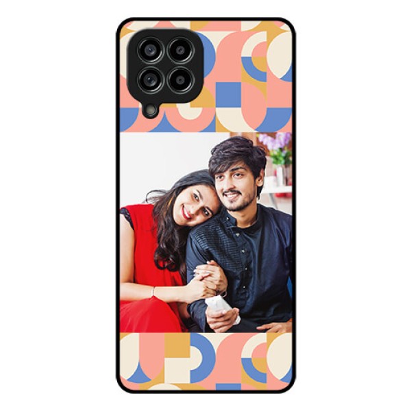 Galaxy M53 5G Photo Printing on Glass Case - Semi-circle Maze Pattern Design
