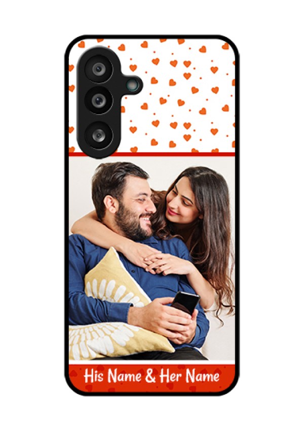Samsung Galaxy M56 5G Custom Glass Phone Case - Orange Love Symbol Design