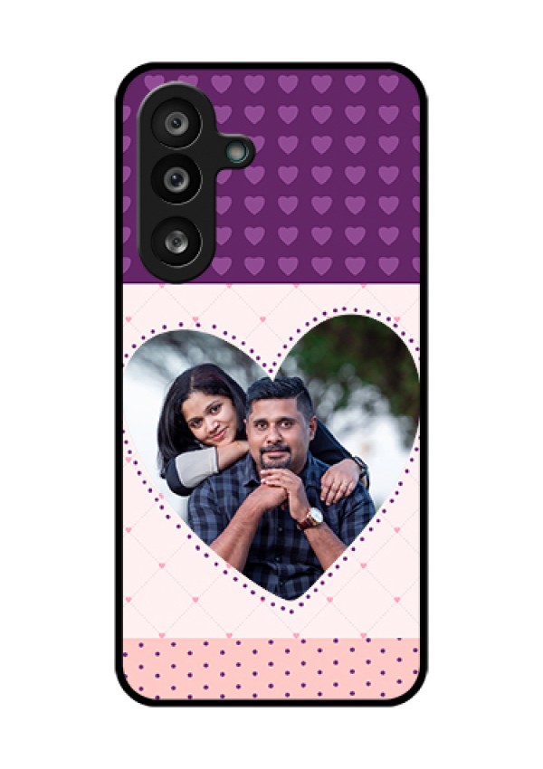 Samsung Galaxy M56 5G Custom Glass Phone Case - Violet Love Dots Design