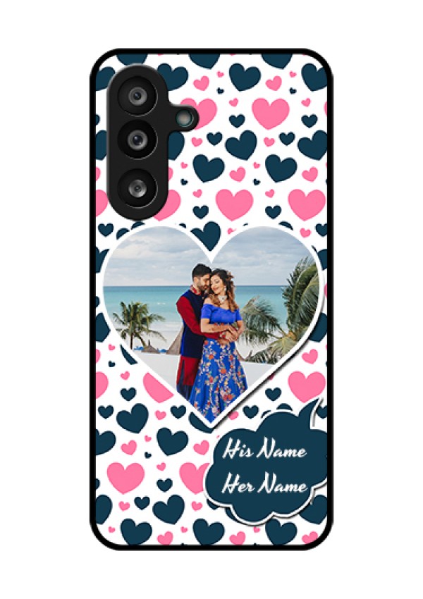 Samsung Galaxy M56 5G Custom Glass Phone Case - Pink & Blue Heart Design
