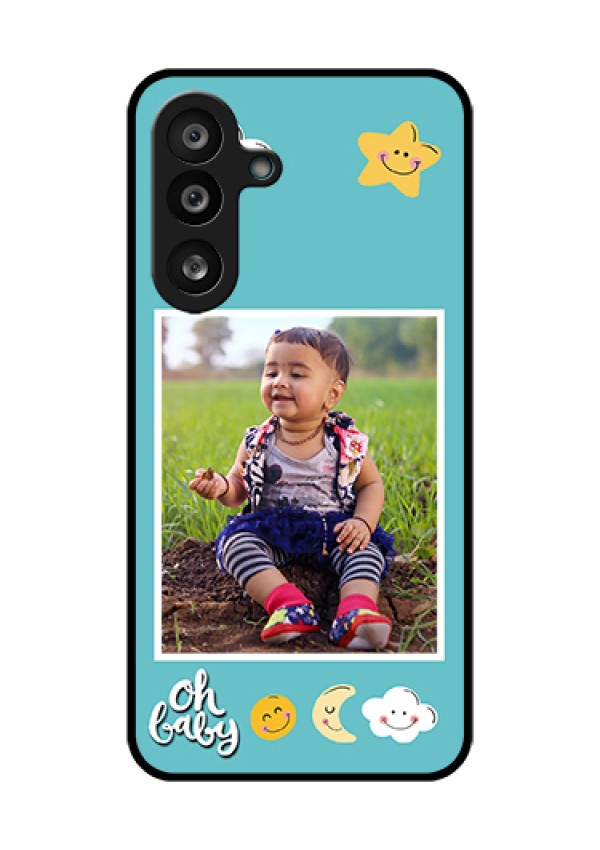 Samsung Galaxy M56 5G Custom Glass Phone Case - Smiley Kids Stars Design