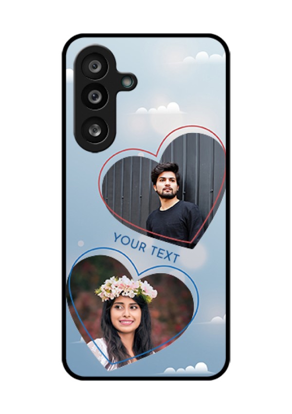 Samsung Galaxy M56 5G Custom Glass Phone Case - Blue Color Couple Design