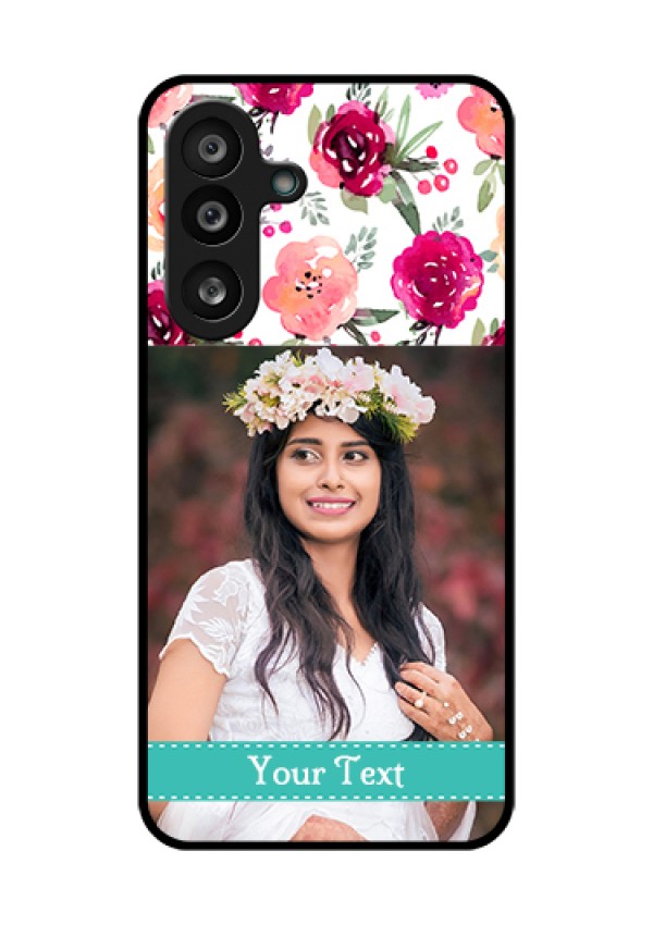 Samsung Galaxy M56 5G Custom Glass Phone Case - Water Colors Floral Design