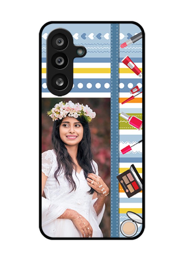 Samsung Galaxy M56 5G Custom Glass Phone Case - Makeup Icons Design