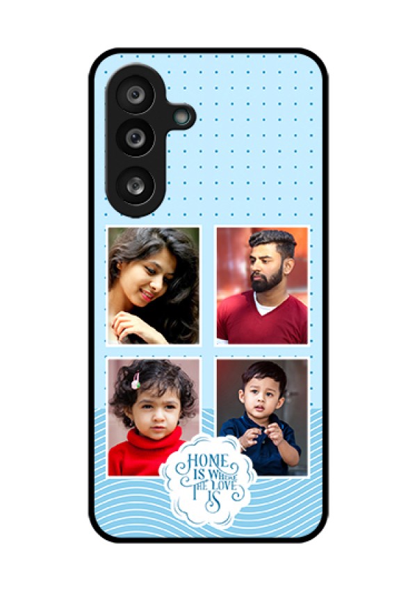 Samsung Galaxy M56 5G Custom Glass Phone Case - Cute Love Quote With 4 Pic Upload Design