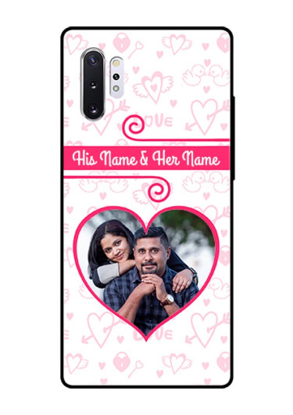 Samsung Galaxy Note 10 Plus Personalized Glass Phone Case  - Heart Shape Love Design