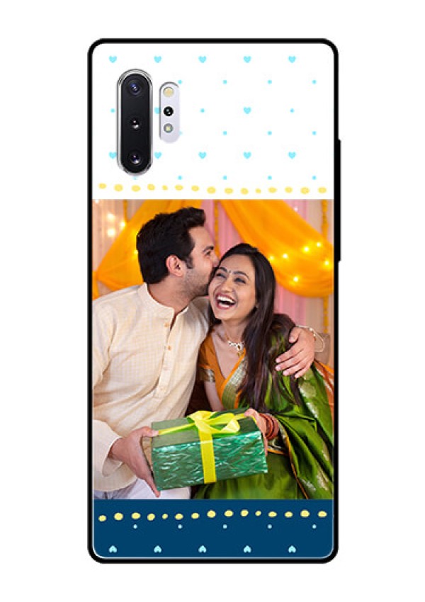 Samsung Galaxy Note 10 Plus Personalized Glass Phone Case  - White and Blue Abstract Design