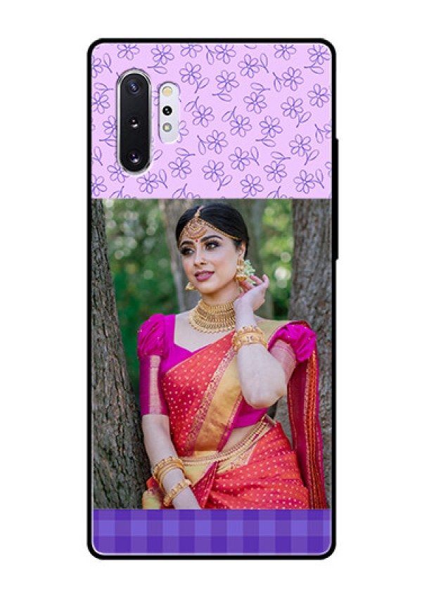 Samsung Galaxy Note 10 Plus Custom Glass Phone Case  - Purple Floral Design
