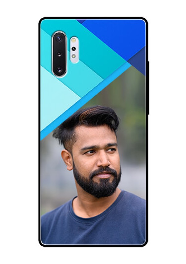 Samsung Galaxy Note 10 Plus Custom Glass Phone Case  - Blue Pattern Design