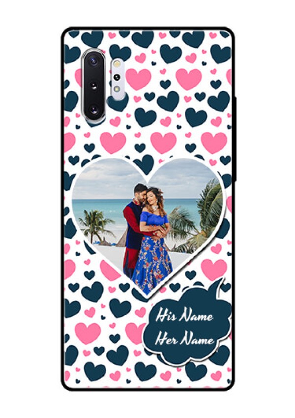 Samsung Galaxy Note 10 Plus Custom Glass Phone Case  - Pink & Blue Heart Design