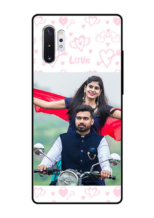 Samsung Galaxy Note 10 Plus Custom Glass Mobile Case  - Pink Flying Heart Design