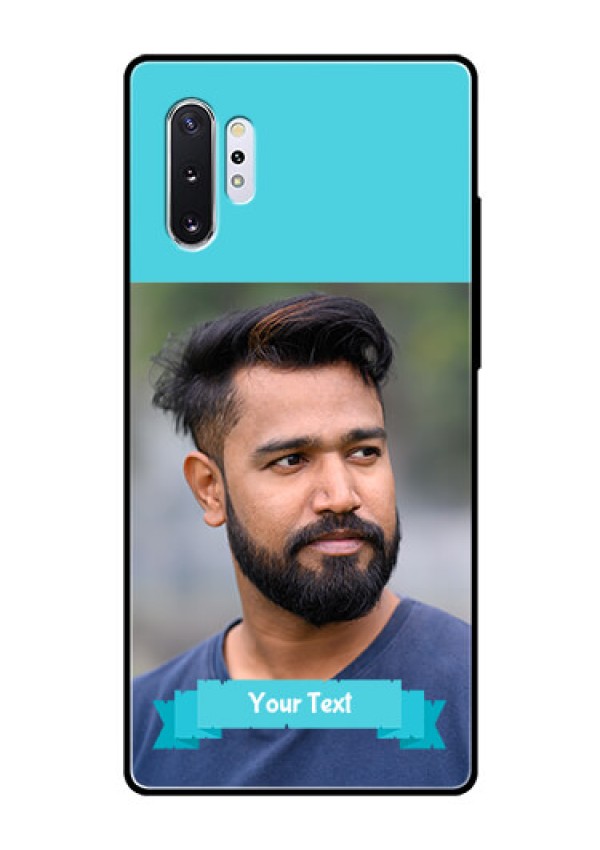 Samsung Galaxy Note 10 Plus Personalized Glass Phone Case  - Simple Blue Color Design