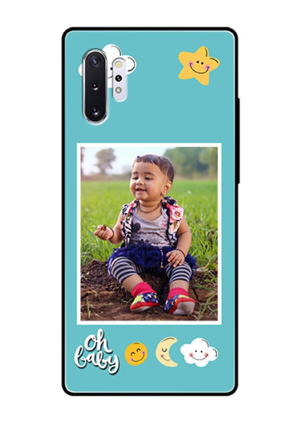 Samsung Galaxy Note 10 Plus Personalized Glass Phone Case  - Smiley Kids Stars Design