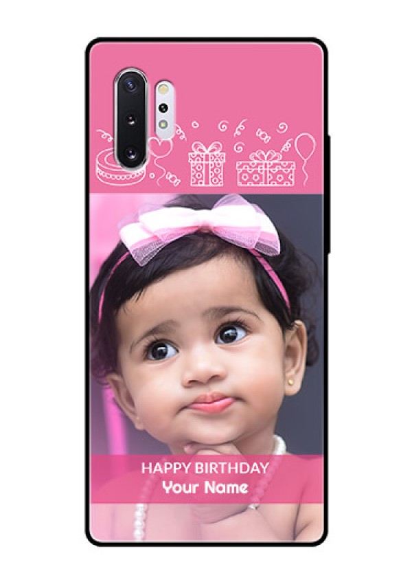 Samsung Galaxy Note 10 Plus Photo Printing on Glass Case  - with Birthday Line Art Design