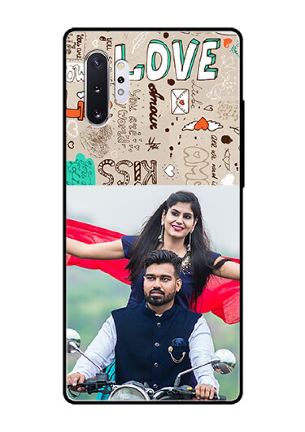 Samsung Galaxy Note 10 Plus Custom Glass Phone Case  - Love Doodle Pattern 