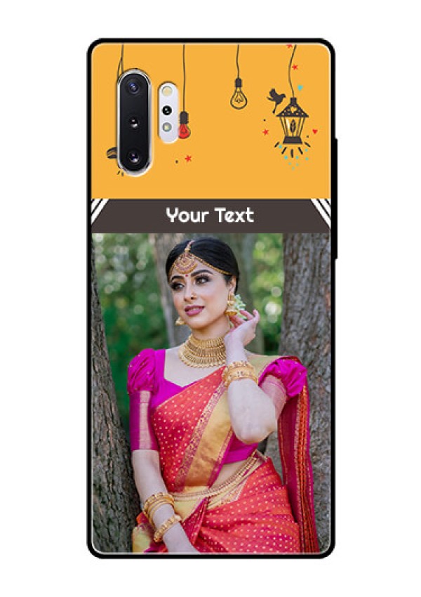 Samsung Galaxy Note 10 Plus Custom Glass Mobile Case  - with Family Picture and Icons 