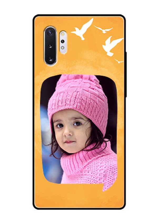 Samsung Galaxy Note 10 Plus Personalized Glass Phone Case  - Water Color Design with Bird Icons