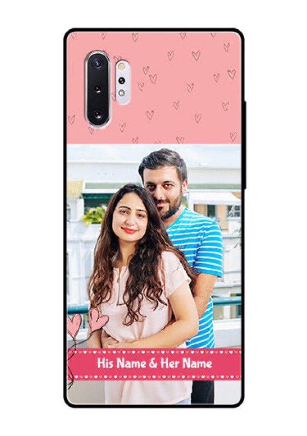 Samsung Galaxy Note 10 Plus Personalized Glass Phone Case  - Love Design Peach Color