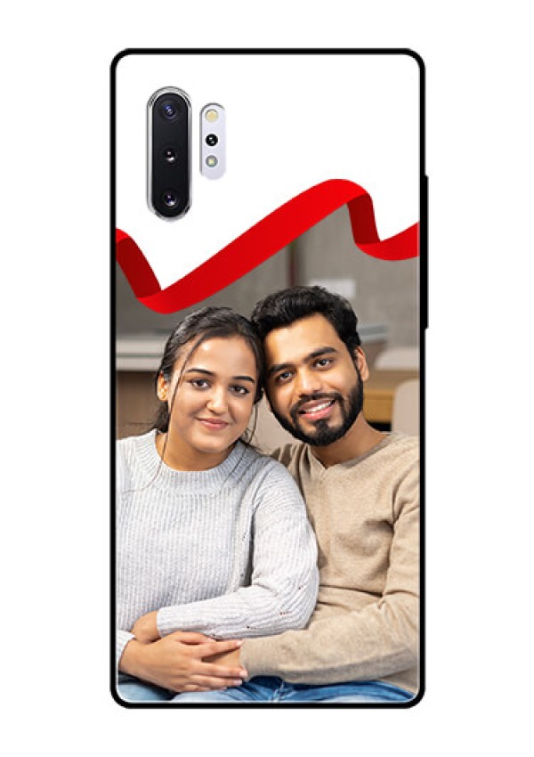 Samsung Galaxy Note 10 Plus Photo Printing on Glass Case  - Red Ribbon Frame Design