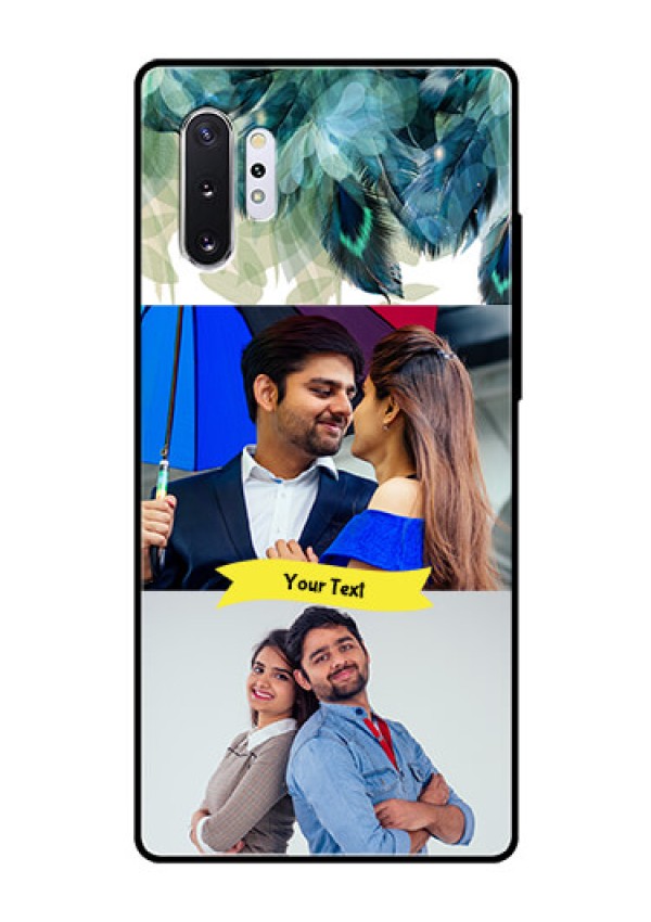 Samsung Galaxy Note 10 Plus Personalized Glass Phone Case  - Image with Boho Peacock Feather Design