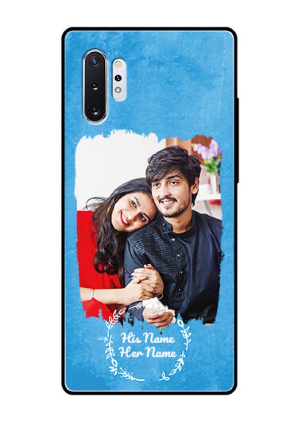 Galaxy Note 10 Plus Custom Glass Phone Case - Blue Color Vintage Design