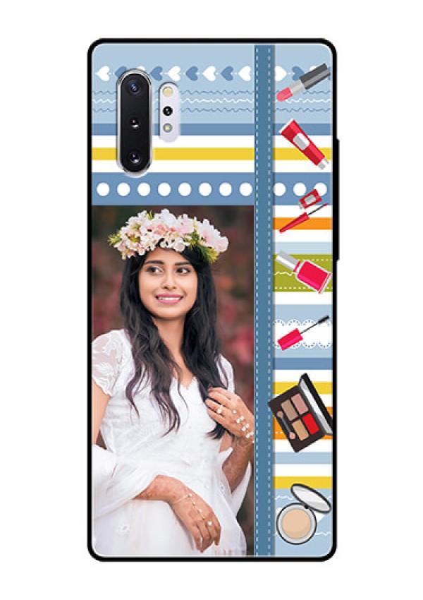 Samsung Galaxy Note 10 Plus Personalized Glass Phone Case  - Makeup Icons Design