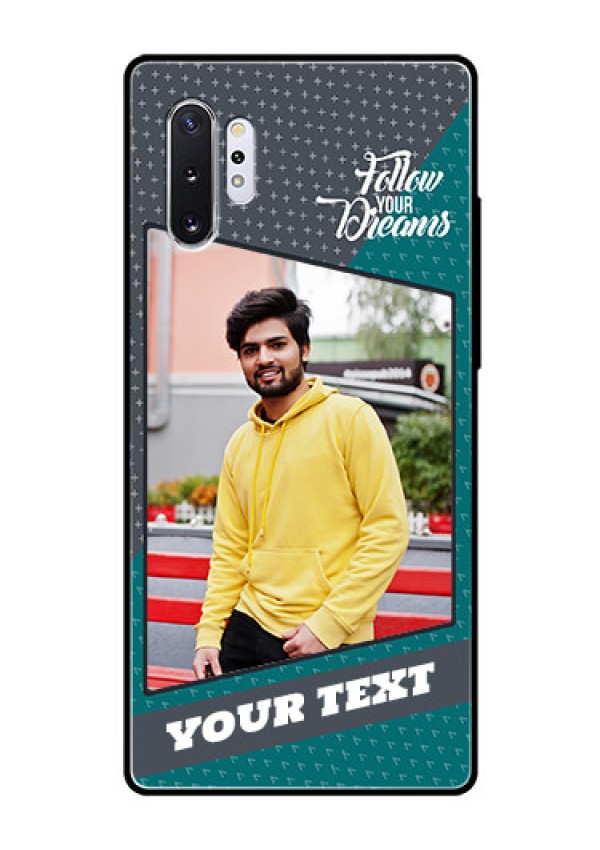 Samsung Galaxy Note 10 Plus Personalized Glass Phone Case  - Background Pattern Design with Quote