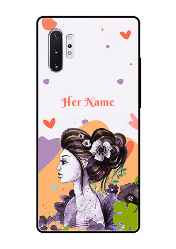 Galaxy Note 10 Plus Personalized Glass Phone Case - Woman And Nature Design