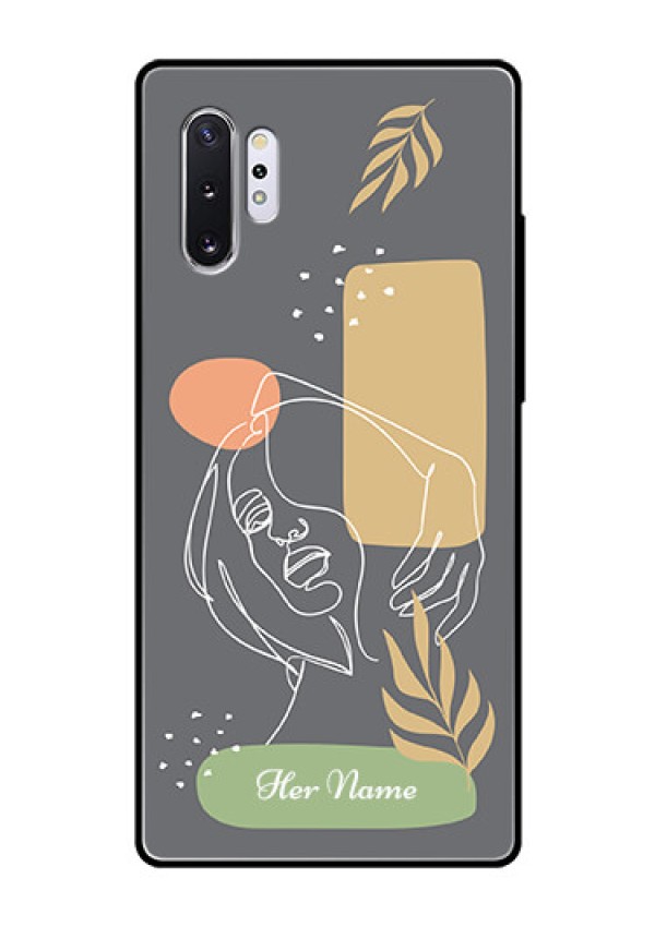 Galaxy Note 10 Plus Custom Glass Phone Case - Gazing Woman line art Design