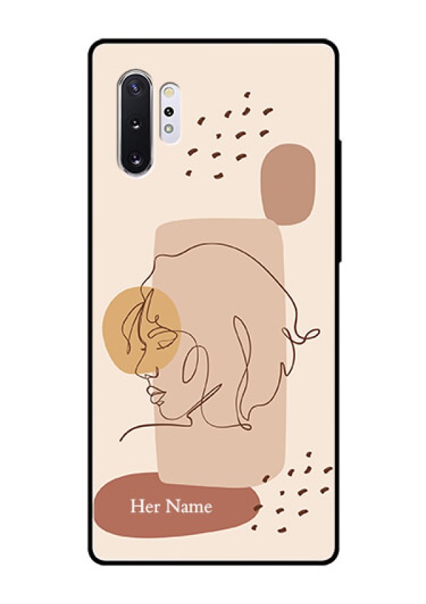 Galaxy Note 10 Plus Photo Printing on Glass Case - Calm Woman line art Design