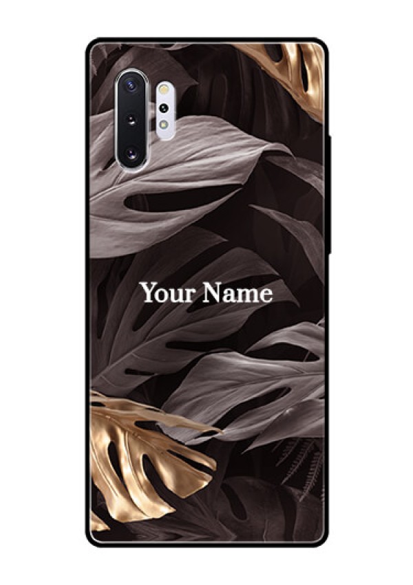 Galaxy Note 10 Plus Personalised Glass Phone Case - Wild Leaves digital paint Design