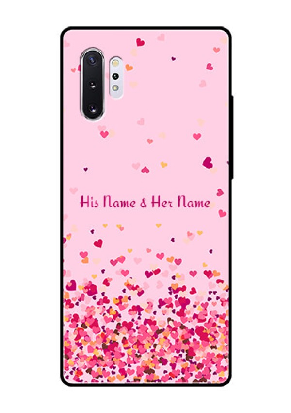 Galaxy Note 10 Plus Photo Printing on Glass Case - Floating Hearts Design