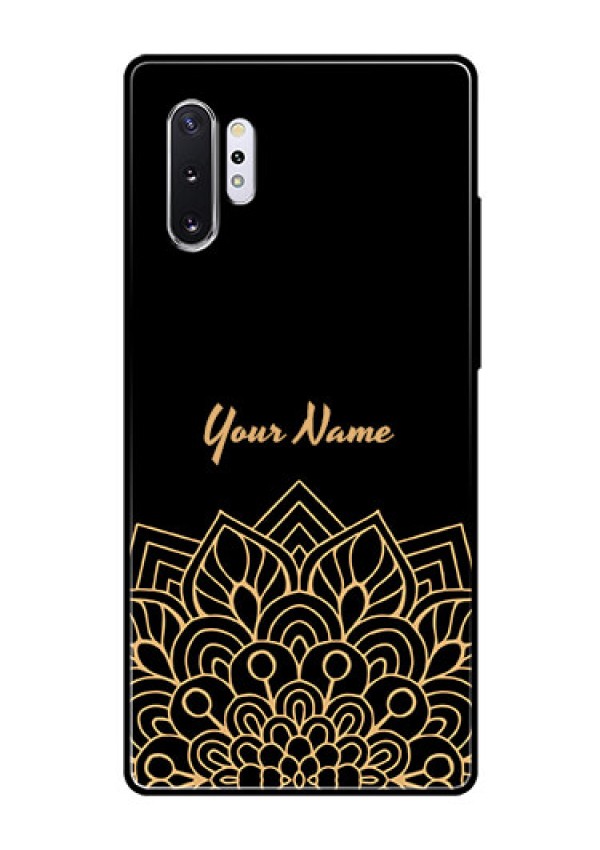 Galaxy Note 10 Plus Custom Glass Phone Case - Golden mandala Design