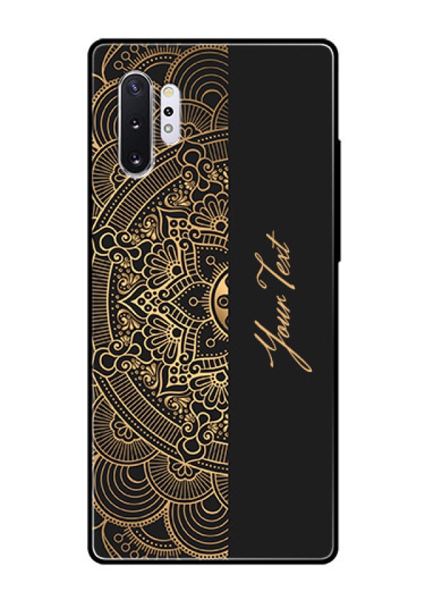 Galaxy Note 10 Plus Photo Printing on Glass Case - Mandala art with custom text Design
