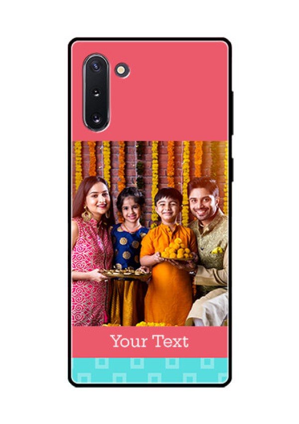 Galaxy Note 10 Personalized Glass Phone Case  - Peach & Blue Color Design