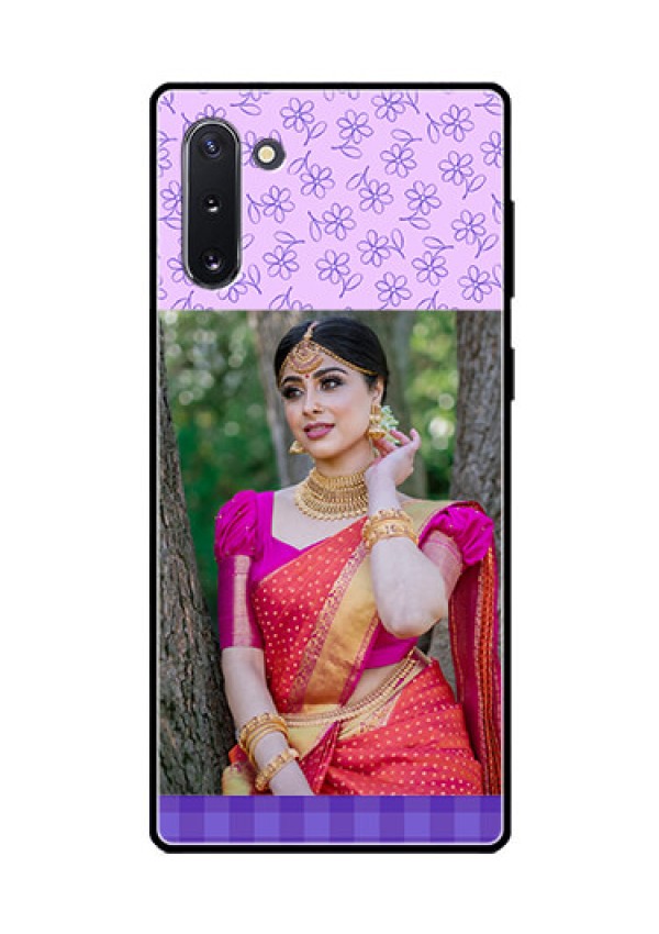 Galaxy Note 10 Custom Glass Phone Case  - Purple Floral Design