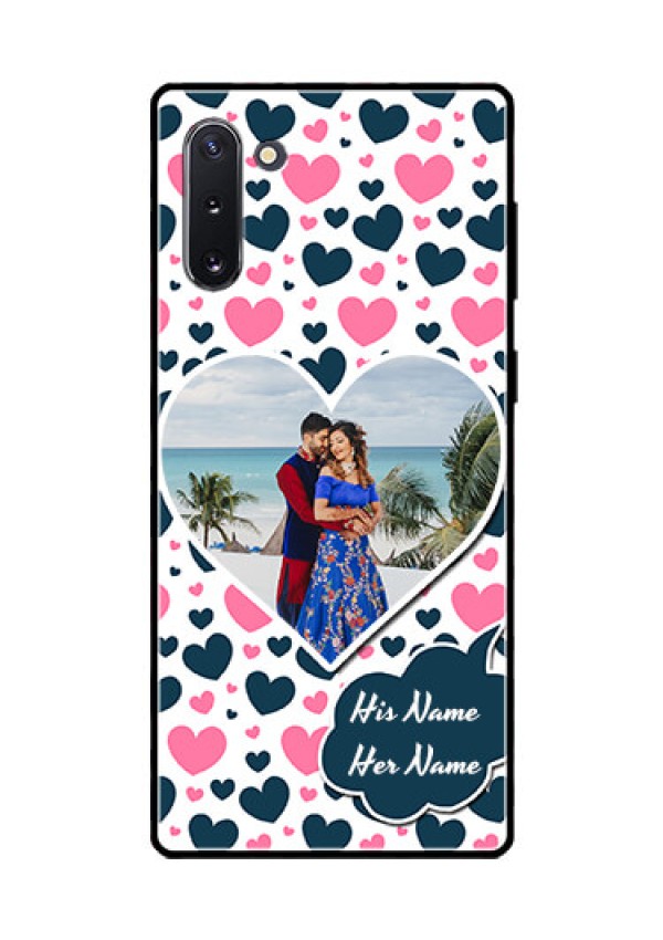 Galaxy Note 10 Custom Glass Phone Case  - Pink & Blue Heart Design