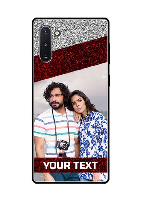Galaxy Note 10 Personalized Glass Phone Case  - Image Holder with Glitter Strip Design